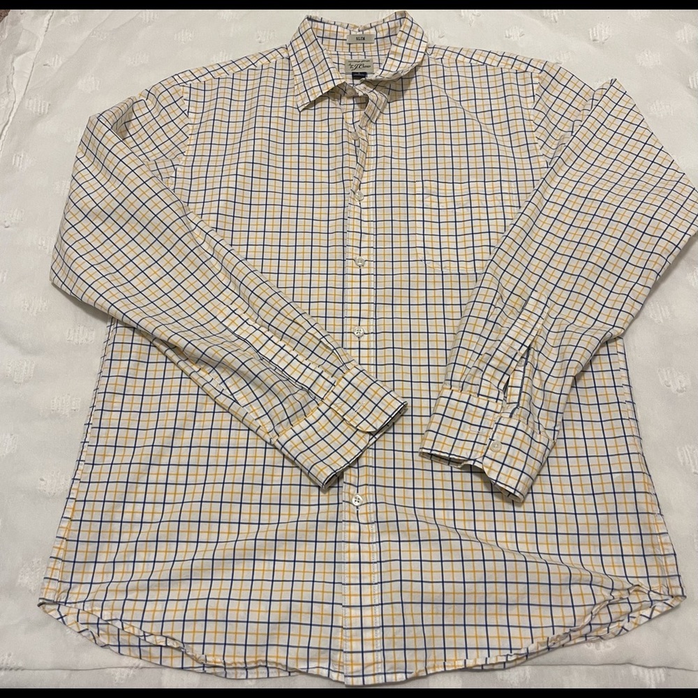 J. Crew Shirt Men’s Size L, Blue Yellow - Picture 13 of 13
